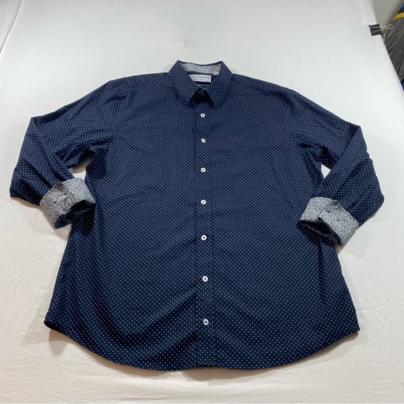 Nick Graham Shirt Men’s X-Large Button Down Polka Dot Stretch Long Sleeves Shirt - Picture 1 of 12